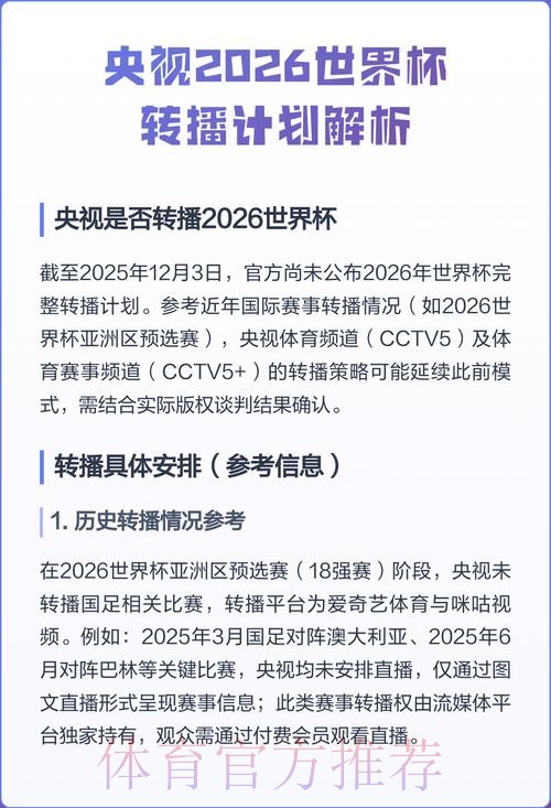 2026世界杯直播平台及观看指南